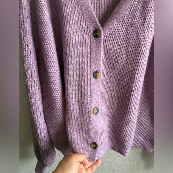 Lane Bryant Classic Long-Sleeve Button-Front Pointelle-Sleeve Cardigan 26/28 - Picture 11 of 13